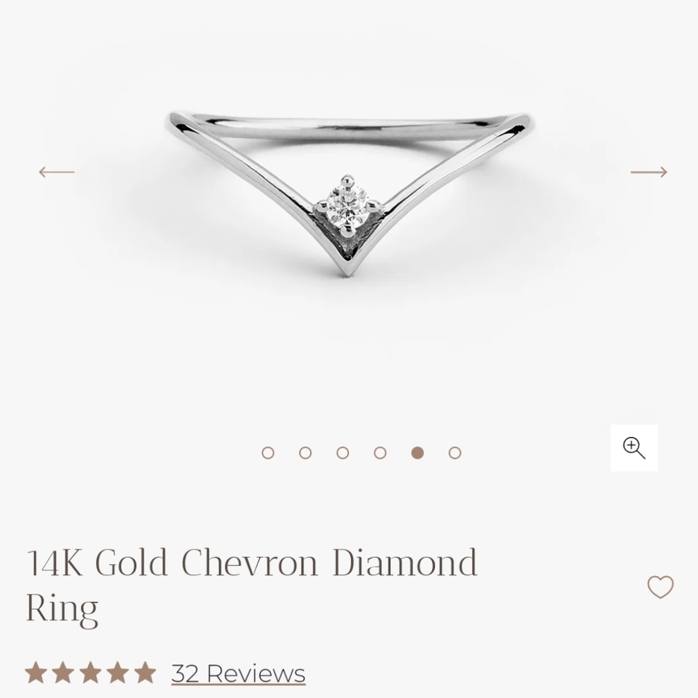 14K white Gold Chevron Diamond Ring